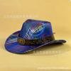 Bullhead Rivet Belt Decorative Cowboy Hat European and American Colorful Sequins Striped Party Bar Performance Hat