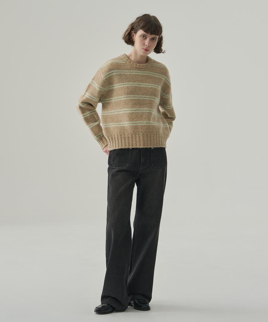 Deuloupisumeon Mellow Stripe Pullover Knit [Black]