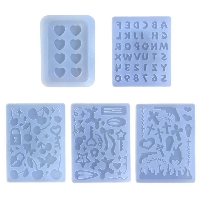 Glossy Geometry Filler Letter Star Silicone Epoxy Resin Mold DIY Keychain Pendant Jewelry for Bag Decorations Craft