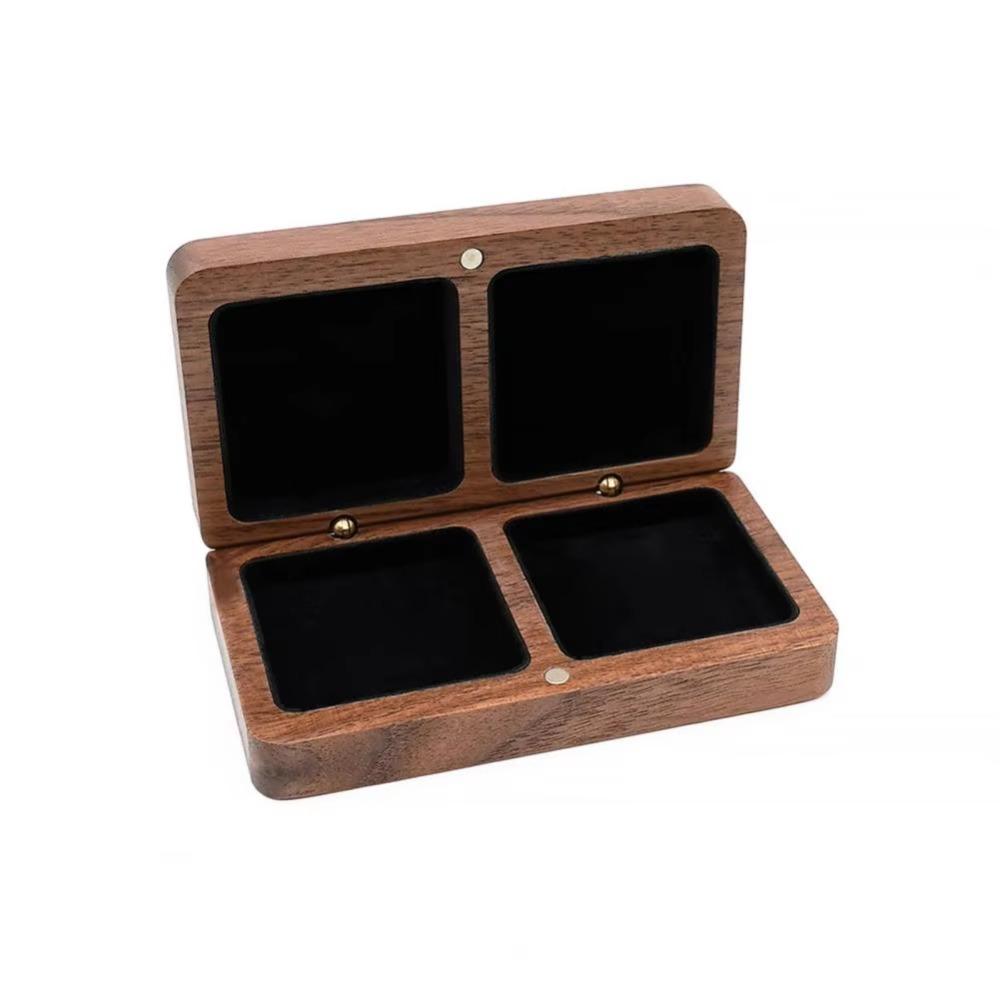 Large Capacity Couple Ring Box Wooden Rings Gift Box Portable Ring Bearer Box Necklace