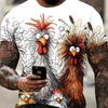 New Summer Men's Fashion T-shirt Personality Chicken Graffiti Printed Men's T-shirt Top