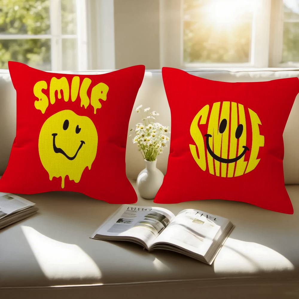 Anime Smile Fun Cute Cushion Cover Inches Farmhouse Decor Home Throw Pillow Covers For Couch Decorations