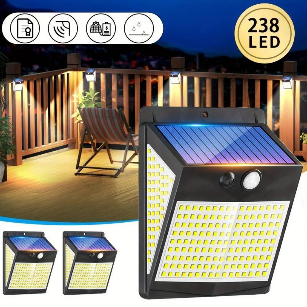 238 LEDs Solar Light with Human Body Sensor Waterproof Sunlight Powered Wall Light 3 Modes Garden Street Light