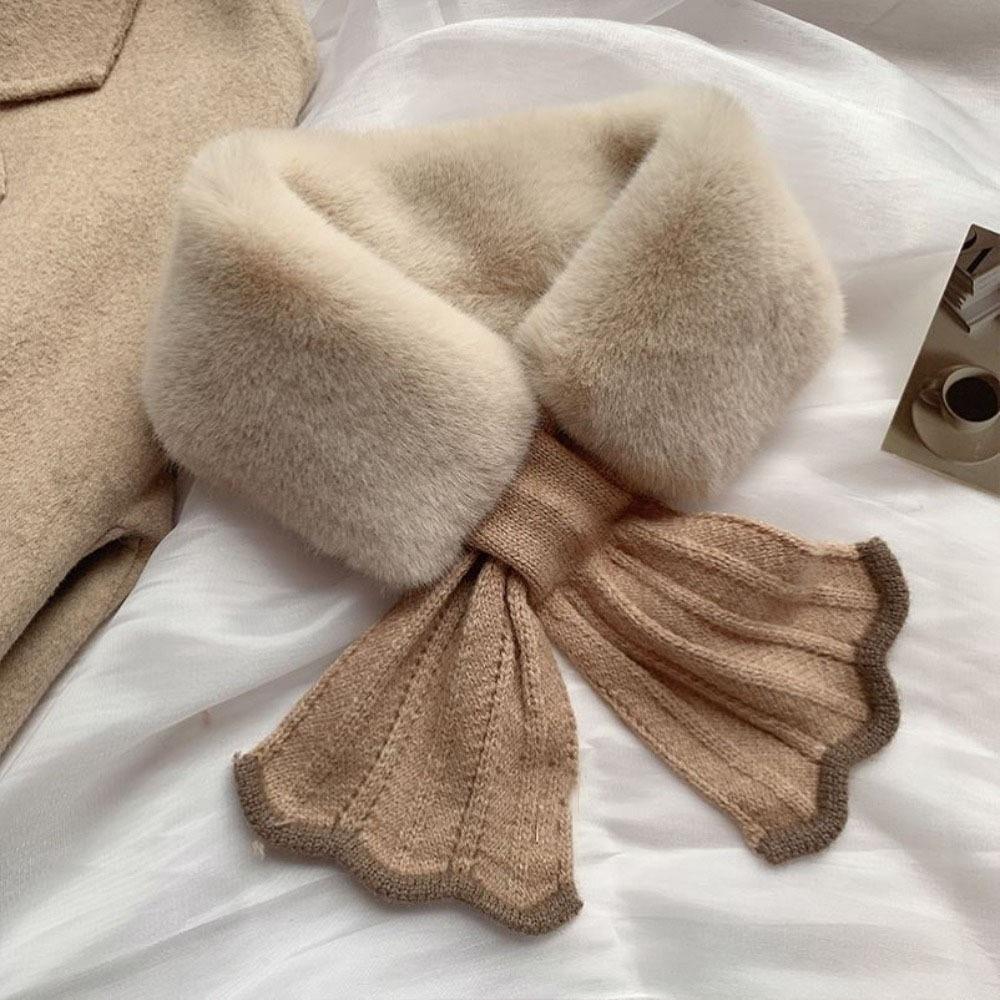 Windproof Neck Scarves Cross Wool Collar Elegant Knitted Scarf Winter