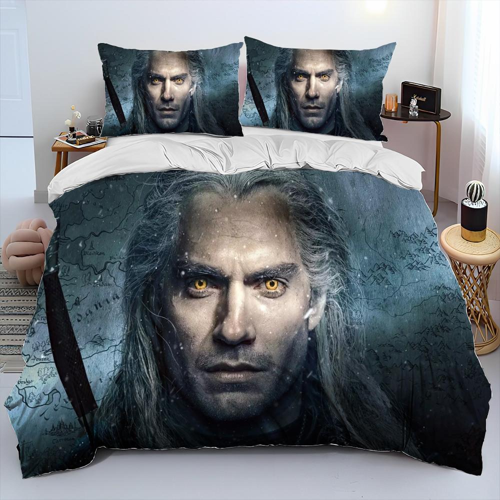 3D The W-Witcher Игра Геймер мультфильм Одеяло Постельное белье Комплект, Пододеяльник Постельный комплект Чехол на одеяло Наволочка, king Queen Размер Постельное белье Комплект