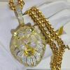 Iced Out Roaring Lion Head Pendant Fashion Hip Hop Anime Necklace Jewelry For Men Big Iced Out Punk Pendant