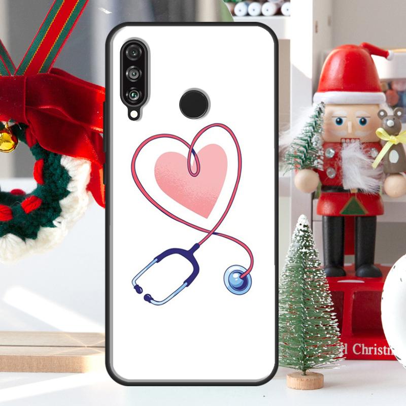Cute Stethoscope Heart For Huawei Nova 9 10 SE 11 Pro Y60 Y70 Y90 Y61 Y91 Y72 Y73 12i 11i 8i P20 P30 P40 Lite Case