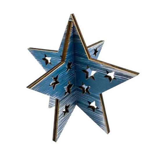 Wooden Independence Day Ornament, 3D Spliced Stars Red White Blue Patriotic Decoration, Fourth of July Decoration