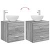 Bathroom Furniture Set 4 pcs Grey Sonoma Engineered Wood and Glass