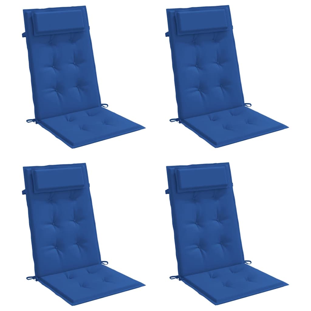 Vidaxl High-Back Chair Cushions, 4 Pcs, Royal Blue