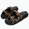 Fashion High Quality Leopard Metal Buckle Design Women Slippers Sexy Comfort Non Slip Slide Sandals Summer Size 43 Platform Flip Flops