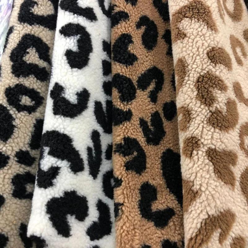 0.5m/1m Leopard Print Lamb Wool Jacquard Fabric Making Winter Coats Home Wear Hoodies Bedding Handmade DIY Clothing Fabrics