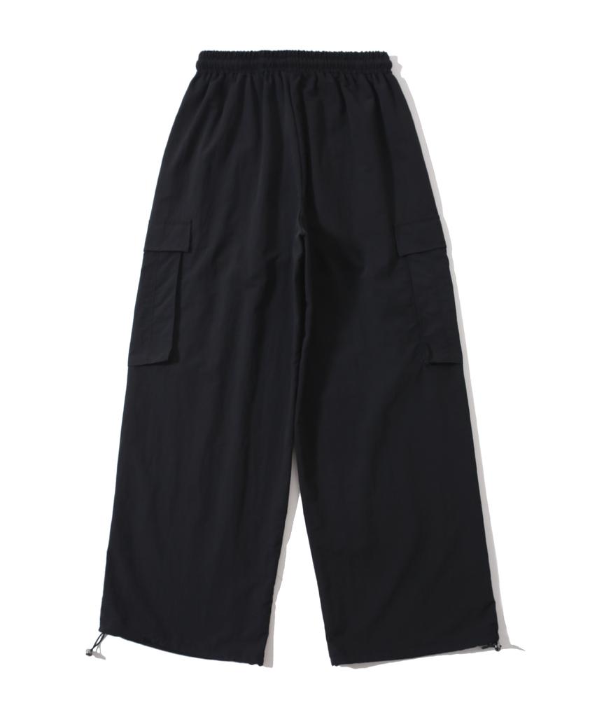 Sseochi410 Nylon Washer Big Cargo Wide Pants Black