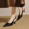 Versatile Black Women's Bag Head Sandals Temperament Shallow Mouth Empty Single Shoes Spring and Summer New Pointed Head Thin Heel Foot Cover Commutin