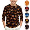 Children's Halloween Print Round Neck Three-Quarter Sleeve Top for Casual Everyday Wear