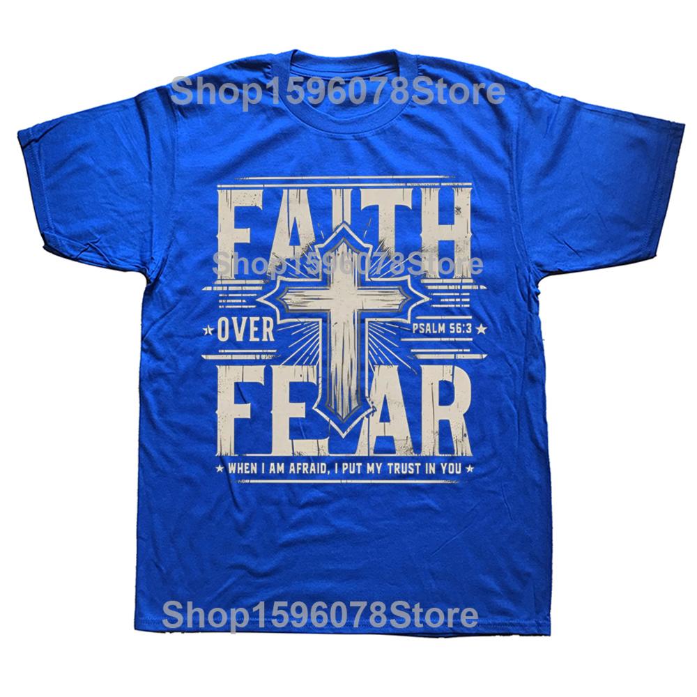 Funny Christian Faith Over Fear Graphic Tshirts Men Womens Fashion Casual Tshirt 100 Cotton Loose Oversized T Shirt