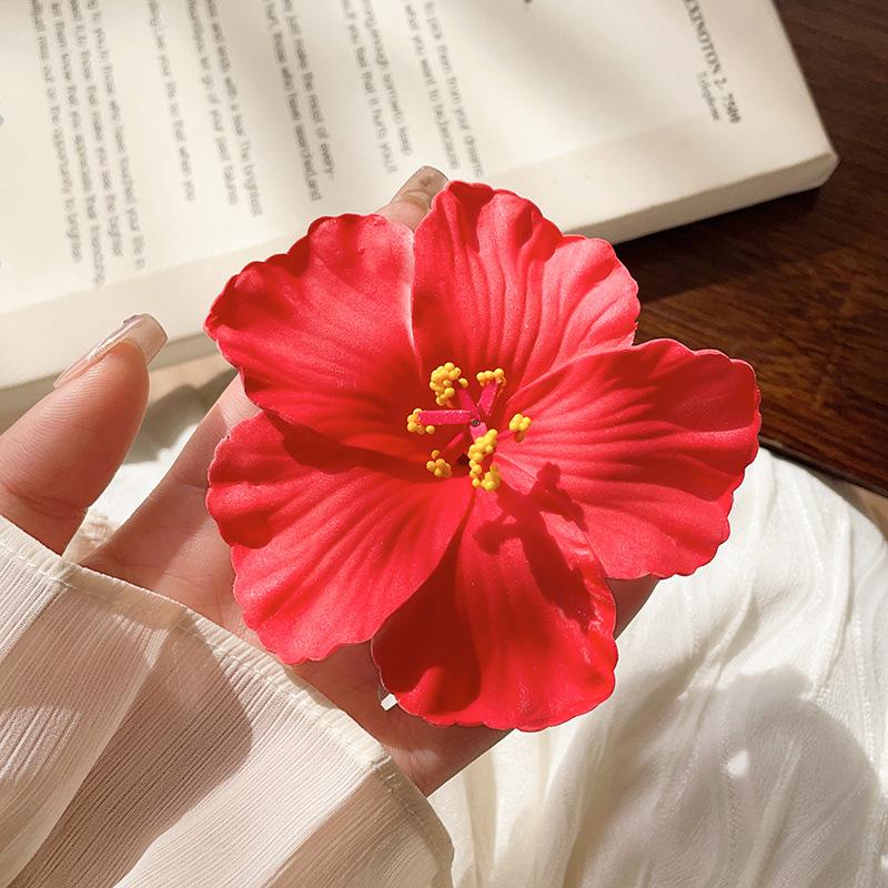 Seaside Holiday Artificial Flower Hair Clip for Women Temperament Bangs Clip Side Duckbill Clip Hairpin Girl Hair Accessories