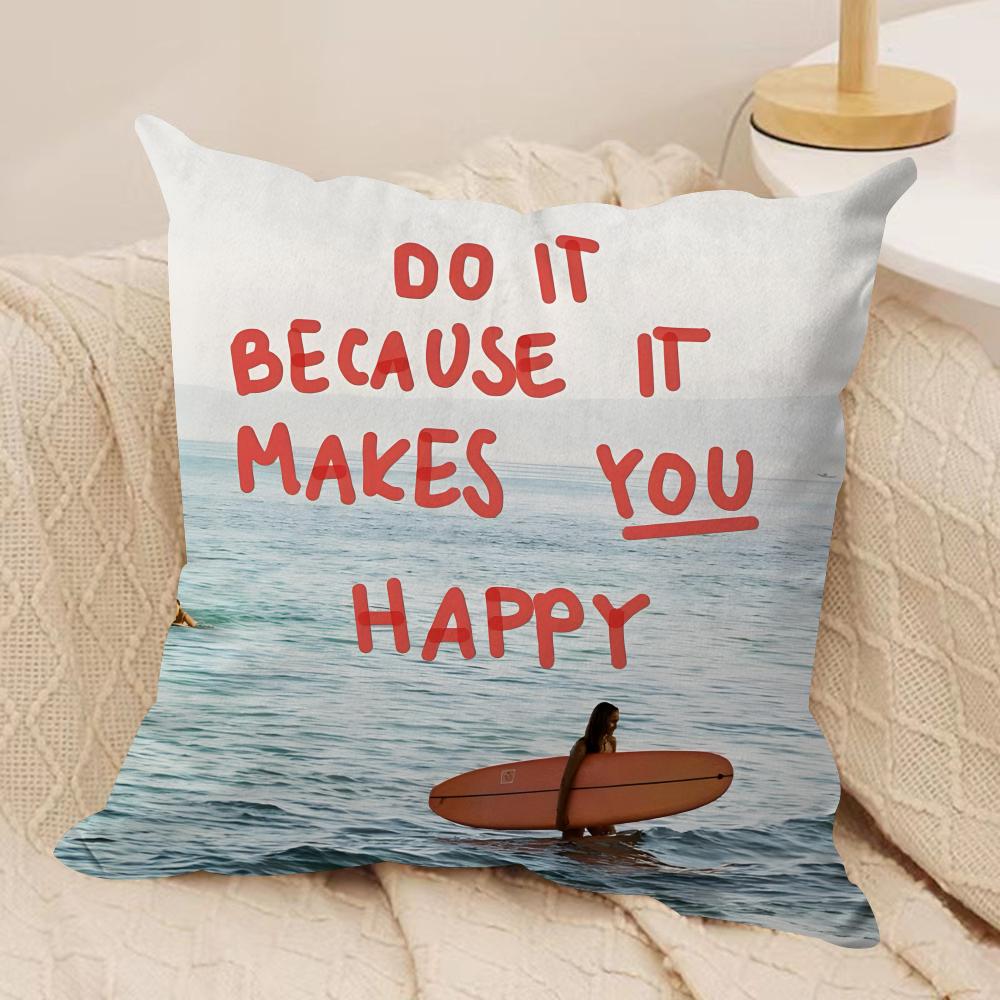 Positive Words Cushion Cover Soft Plush Fabric DoubleSided Printed Cushion Covers for All Seasons Home Decor