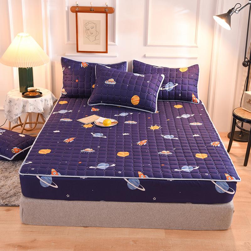 Cotton Soft Bedding Sheet Mattress Cover Thicken Quilted Bedspread Elastic Sheets Fitted Sheet Mattress Topper Non-slip Sheet Dust Cover