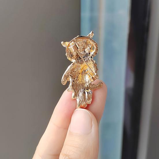 Broche Uilvorm Glanzende Strass Inleg Metalen Speld met Zwart Oog Versiering Compact Draagbaar Accessoire Jassen Tassen Hoeden Sieraden