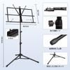 New Bee Folding Music Adjustable Height Desktop Stand with Music Clip and Storage Black MS21 Stand, (70-135cm), Bag,