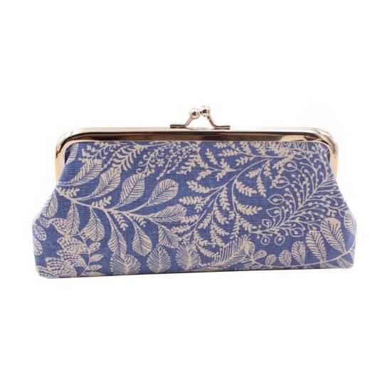 Coin Purse with Kiss-lock Closure Floral Lining Compact Canvas Wallet for Coins Cards