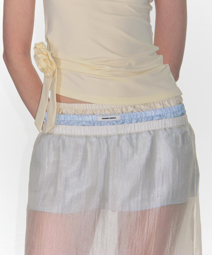 Crank Sheer Layered Skirt Pants_Cream
