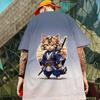 Ny Herr T-shirt 3d Samurajkatt Kortärmad T-shirt 2024 Sommar Snabbtorkande Vardagliga T-shirts Toppar Vardaglig Överdimensionerad T-shirt För Män