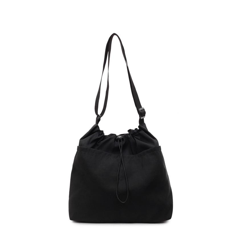Nylon Bucket Bag With Drawstring Closure For Casual Daily Use