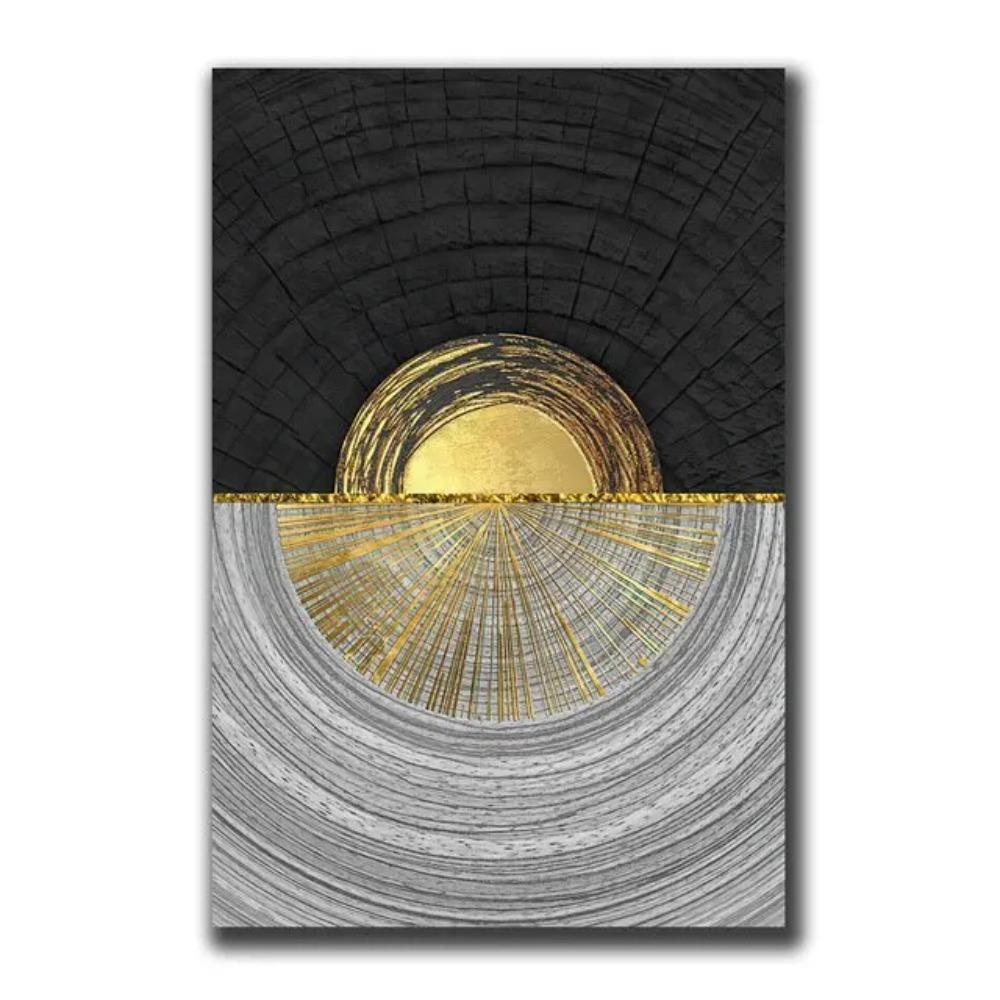 Luxury Vintage Wall Art Abstract Gold Black Green Marble Canvas Painting with Wood Texture Home Decor Posters Prints