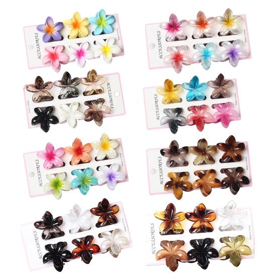 6Pcs Hair Claw Vibrant Color Flower Shape Back Head Large Hair Clip Women Shark Hair Claw Lightweight Hair