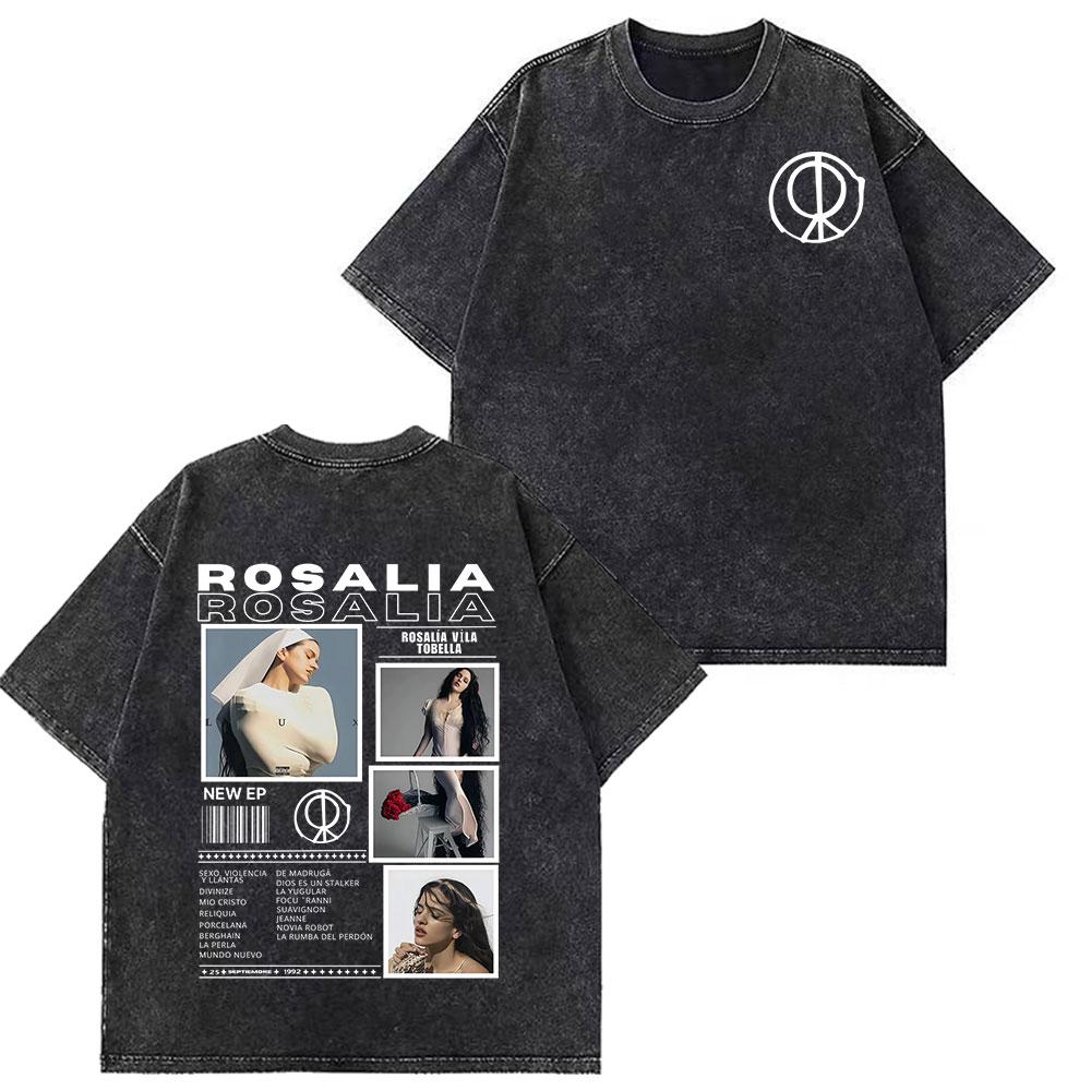 Singer Rosala LUX Musical Notes Graphic Tees Unisex Women Fashion Tshirt Loose Casual Aesthetics Washed Tshirts Streetwear