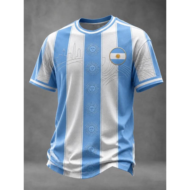 Edition Argentine Fan Football Training T-Shirt - 3D Digital Printing - Comfortable and Breathable - Family Clothing