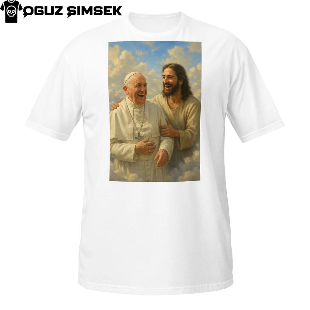 Jesus Greets Pope Francis in Heaven T-Shirt | Faith and Joy Tribute Design