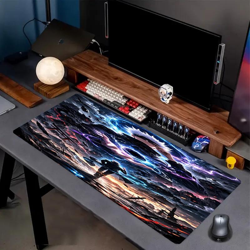 Jujutsu Kaisen Print Mouse Pad, Anti‑Slip Desktop Keyboard Mat, for PC Laptop Gaming Working Daily Use, Cool Festival Surprise Gift