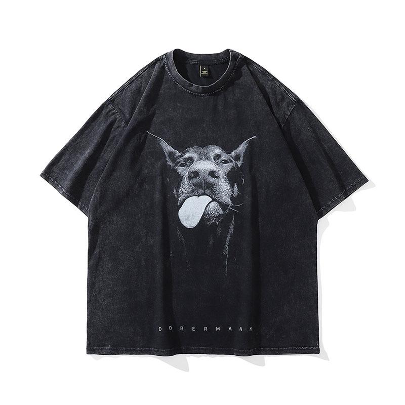 Summer New Washed Old Bones Bone Printing Loose High Street Tide Brand Short-Sleeved T-Shirt For Men And Women