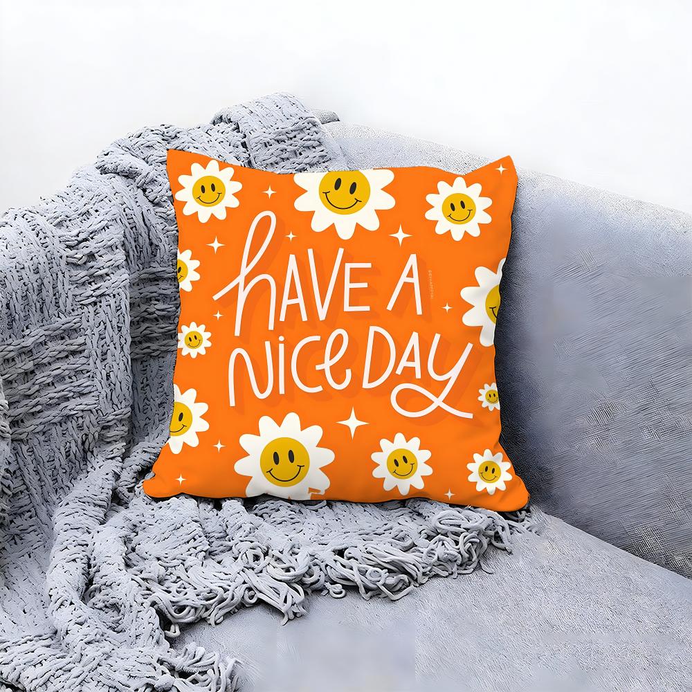 Warm Good Day Cushion Cover Premium Comfort Reversible Pillow Cove Two In One Design for Any Room Car Interior