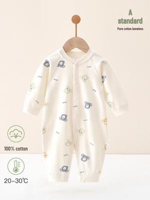 Pure Cotton Long-Sleeve Baby Romper: Spring & Autumn Newborn Bodysuit Pajamas