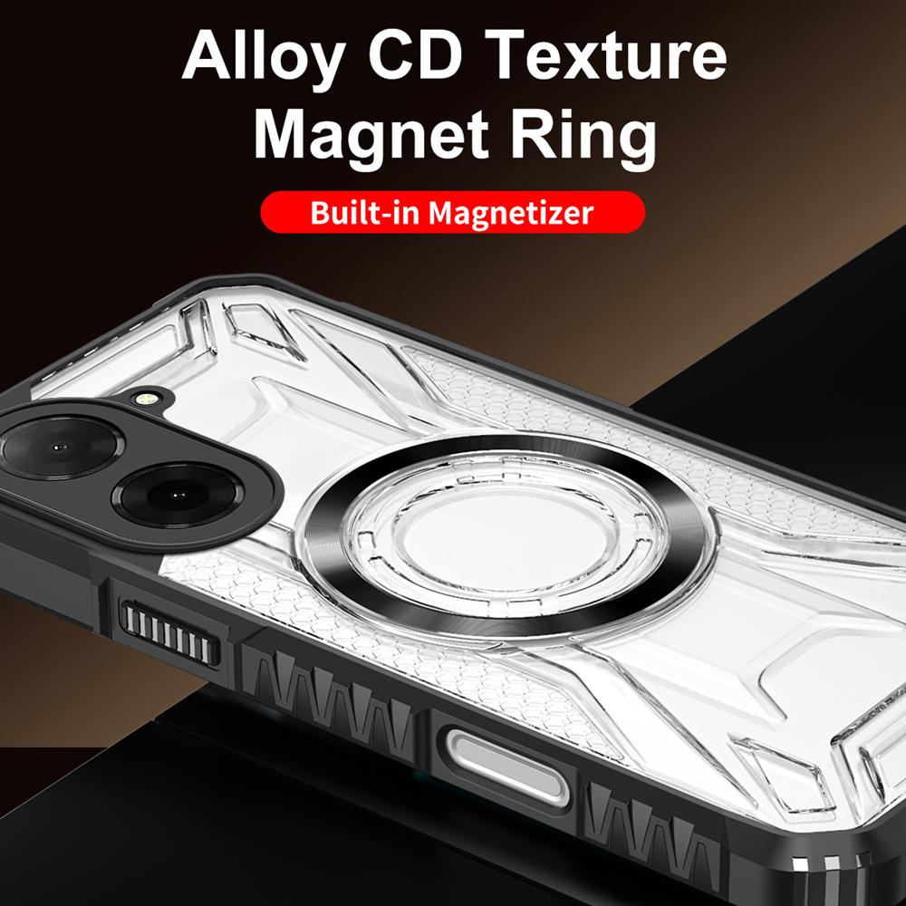 KEYSION Transparent Magnetic Case for TECNO Spark Go 2 Pop 10 Soft Silicone+PC Heavy Duty Shockproof Phone Cover for Infinix Smart 10
