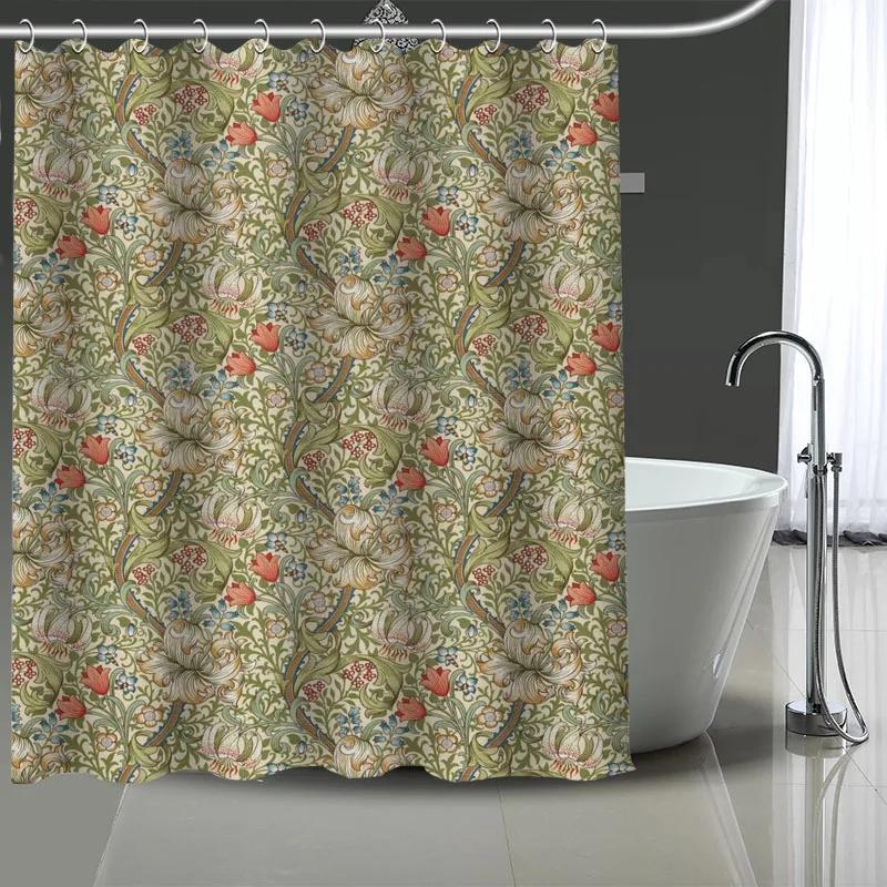 William Morris Art Custom Pattern Polyester Bath Curtain Waterproof Shower Curtains DIY Bath Screen Printed Curtain For Bathroom