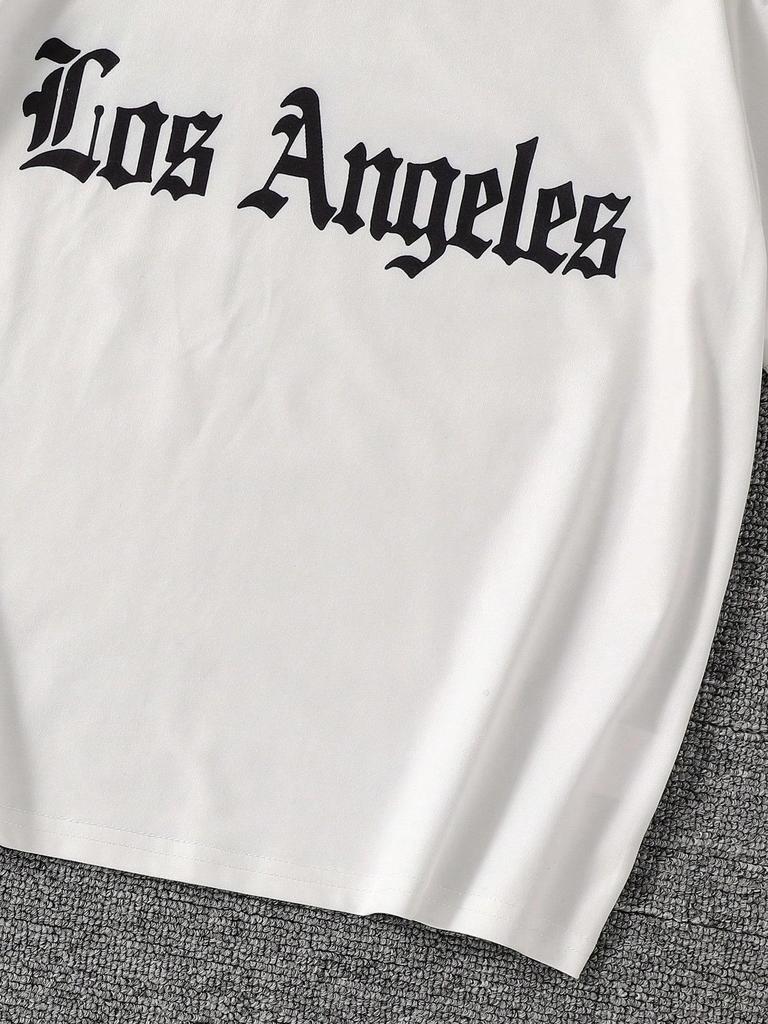 Boys' Street Style LOS ANGELES Letter Print Fashionable Everyday Casual Wear Soft and Comfortable Short-Sleeve T-Shirt Spring/Summer Collection