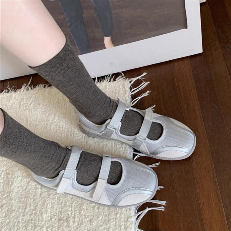 IPPEUM Ballet Sneakers Silver Women Shoes 2025 Summer Mary Janes Ballerina Flats