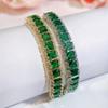CMM Classic Green Square Zircon Retro Light Luxury High-End Women's Party Clothing All-Match Jewelry Tennis Bracelet