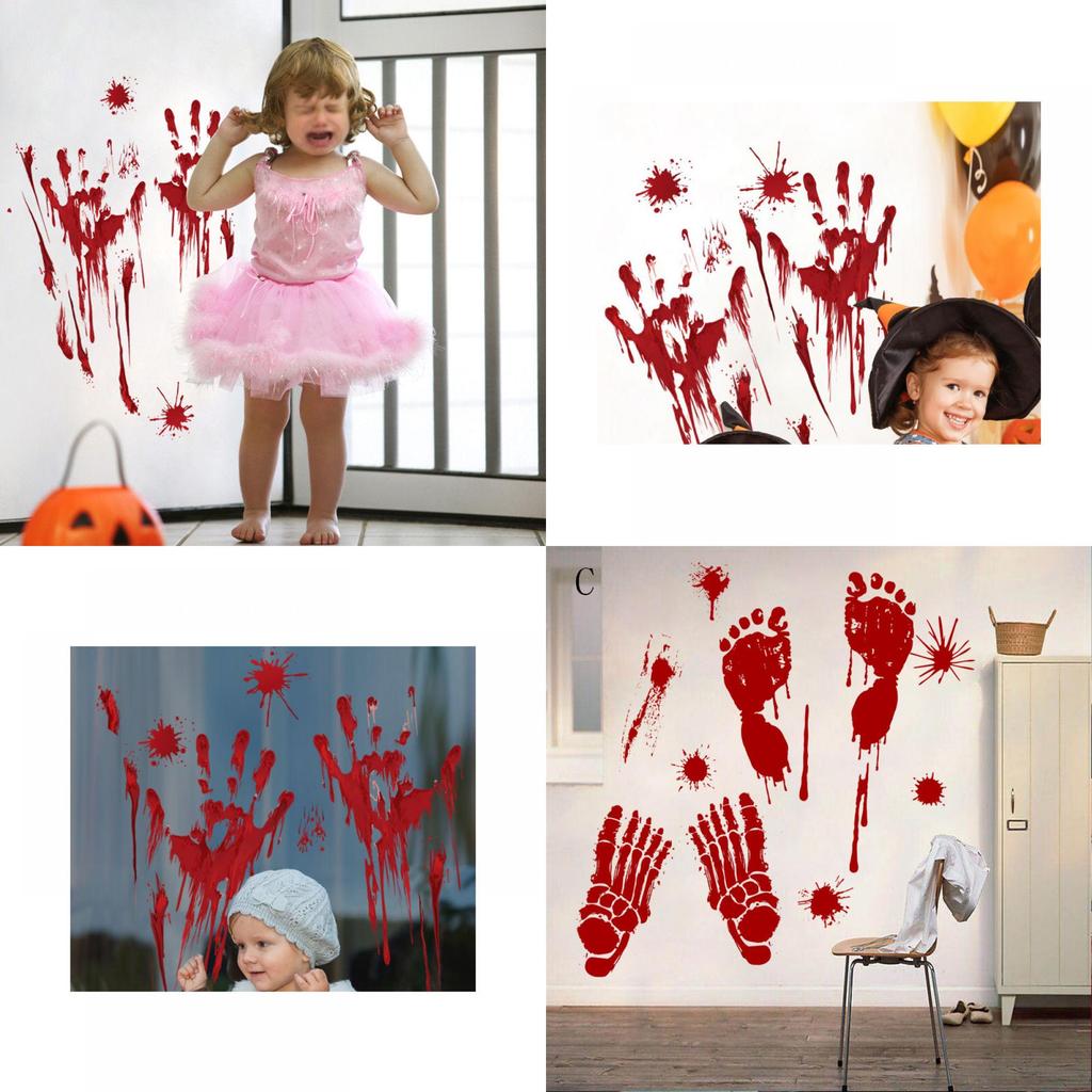 Halloween Trace Decoration Vinly Decal Blooding Handprint Bloody Sticker