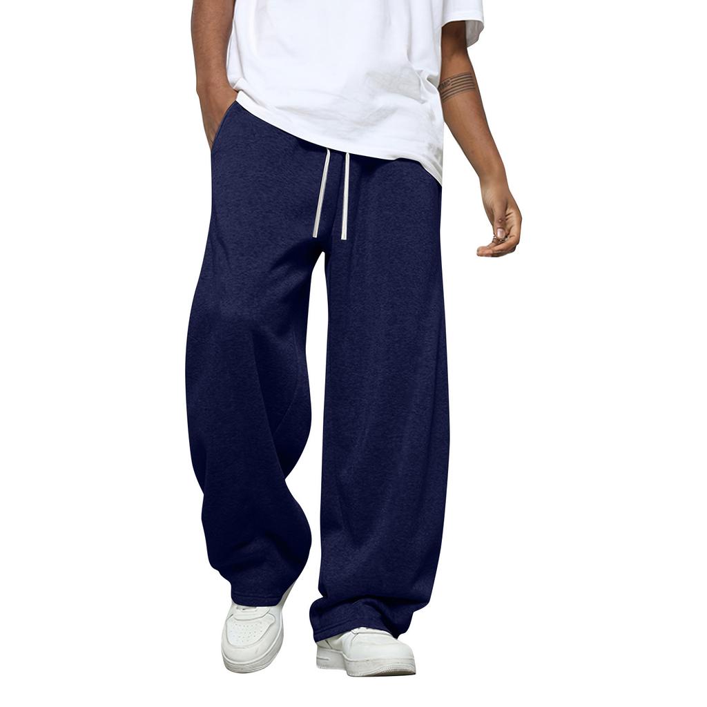 Heren Effen Kleur Losse Wijde Pijp Joggingbroek Heren Casual Mode Joggingbroek