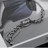 Hip-hop Trendy Stainless Steel Geometric Black Zircon Couple Bracelets for Women Men Personality Punk Jewelry Accessories Gifts