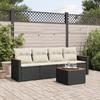 Vidaxl 5-Cz. Garten-Sitzgruppe, Kissen, Schwarzes PE-Rattan