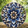 2D Flat 20*20cm 1pc Retro Blue Floral Mandala Round Wall Art Plaque, Nostalgic&Novelty Style Detailed Symmetry Flowers Pattern Environmental Embellish