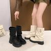 Boots Women's Spring and Autumn Short Boots Platform Pants Boots Thick Heel Vintage Martin Boots Maillard Pile Boots Western Cowboy Boots