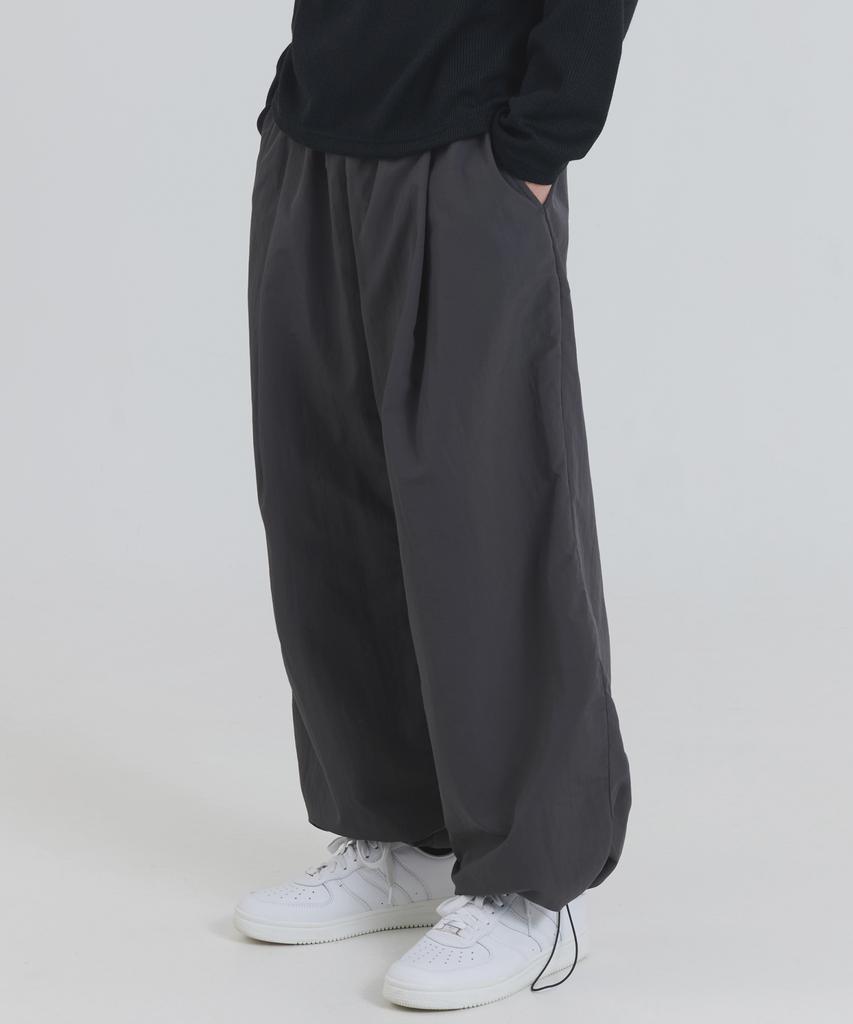 PIANER Nylon One-Pleat String Pants (Charcoal)